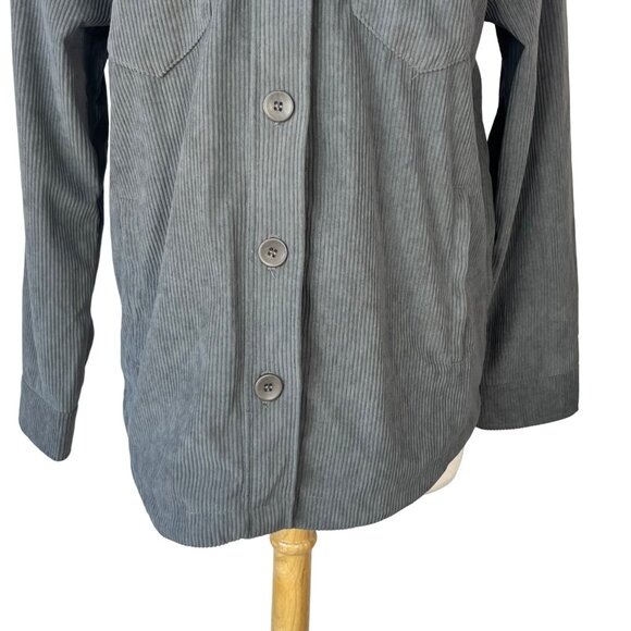 Avec Les Filles Button Front Corduroy Shirt Jacket Womens Medium Gray - Picture 4 of 11